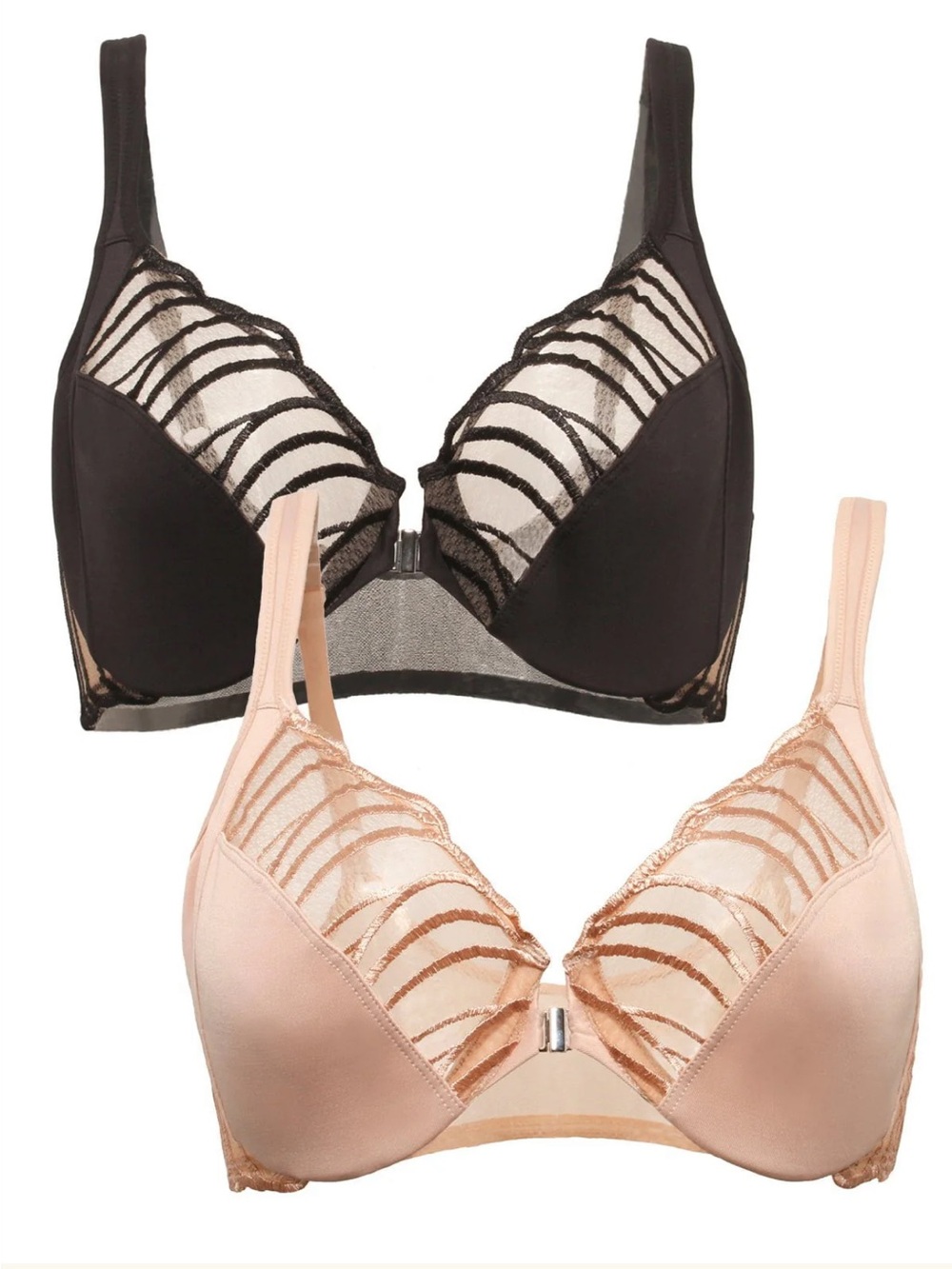 Felina Wireless Lace-Trim Bra in Black & Blush